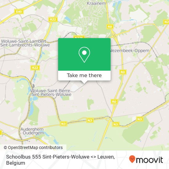 Schoolbus 555 Sint-Pieters-Woluwe <> Leuven plan