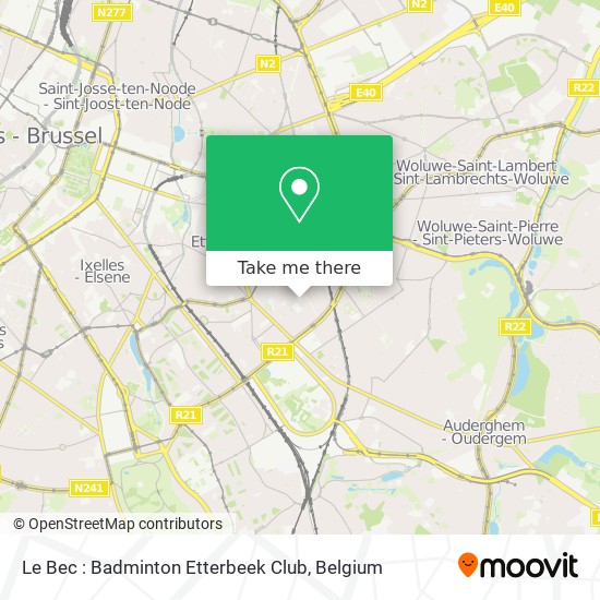Le Bec : Badminton Etterbeek Club map