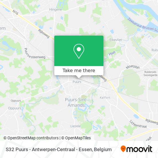 S32 Puurs - Antwerpen-Centraal - Essen map