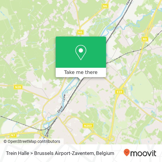 Trein Halle > Brussels Airport-Zaventem plan