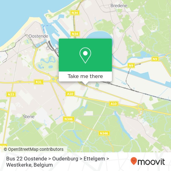 Bus 22 Oostende > Oudenburg > Ettelgem > Westkerke plan
