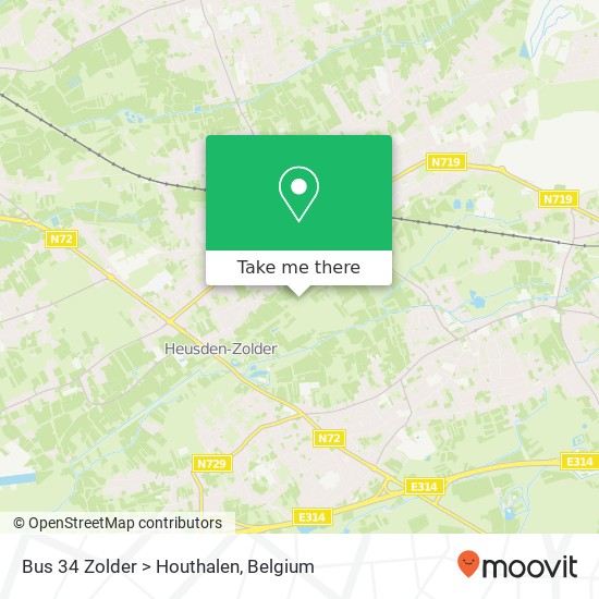 Bus 34 Zolder > Houthalen map