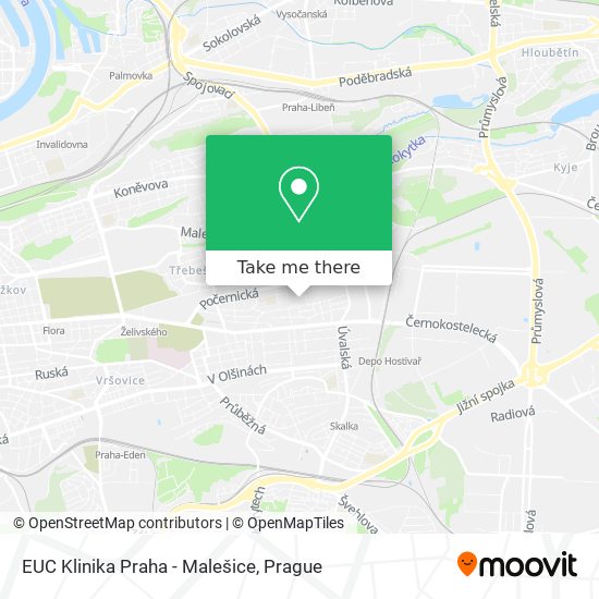 Карта EUC Klinika Praha - Malešice