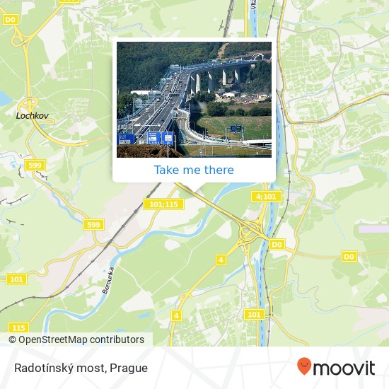 Карта Radotínský most