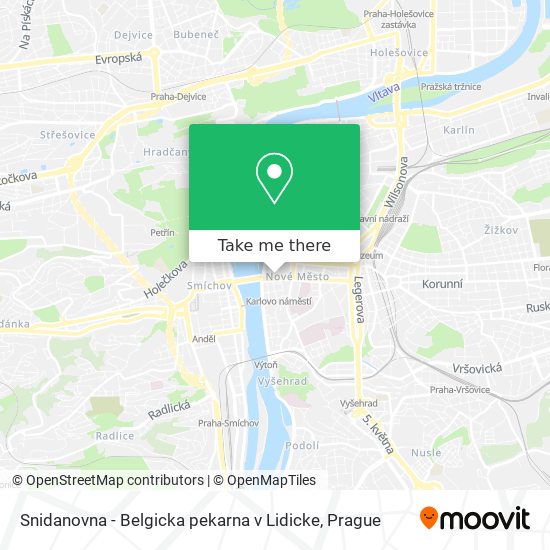 Карта Snidanovna - Belgicka pekarna v Lidicke