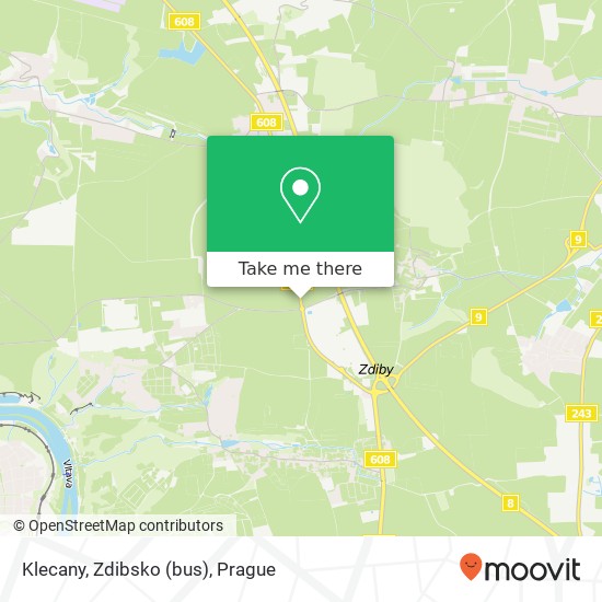 Klecany, Zdibsko (bus) map