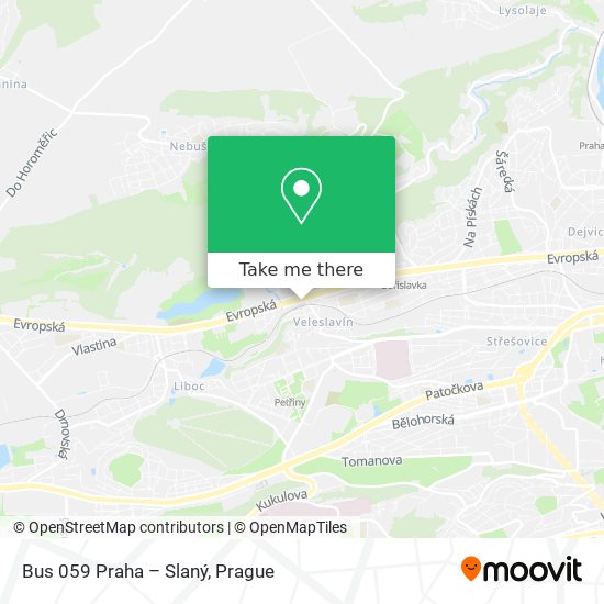 Bus 059 Praha – Slaný map