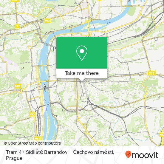 Tram 4 • Sídliště Barrandov – Čechovo náměstí map