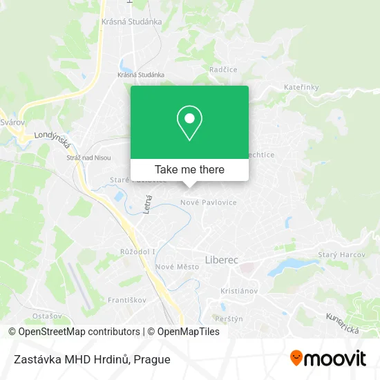 Карта Zastávka MHD Hrdinů