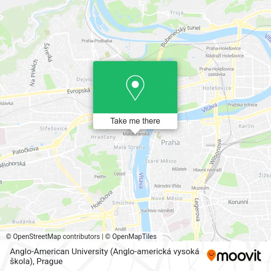 Карта Anglo-American University (Anglo-americká vysoká škola)
