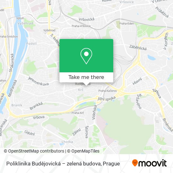 Poliklinika Budějovická – zelená budova map