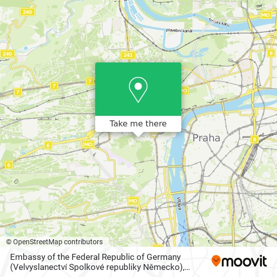 Embassy of the Federal Republic of Germany (Velvyslanectví Spolkové republiky Německo) map