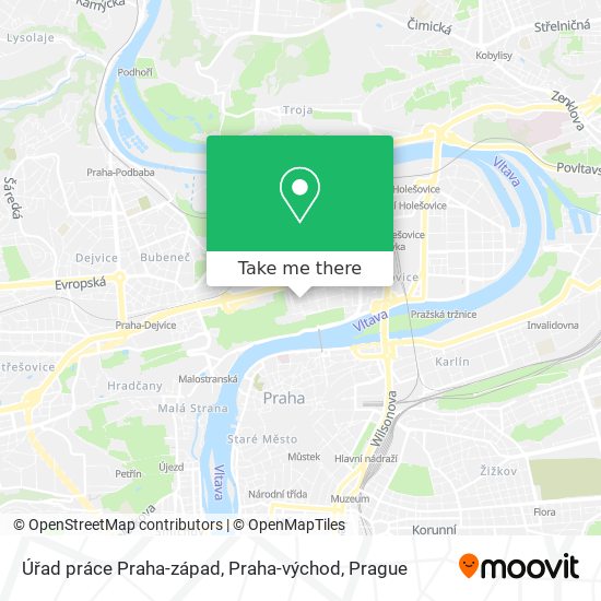 Карта Úřad práce Praha-západ, Praha-východ