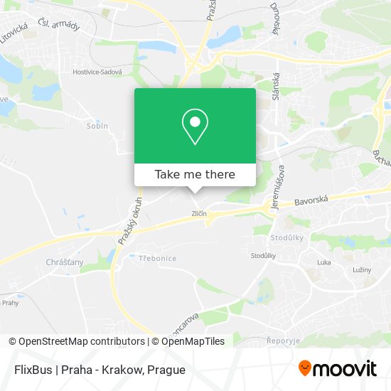 FlixBus | Praha - Krakow map