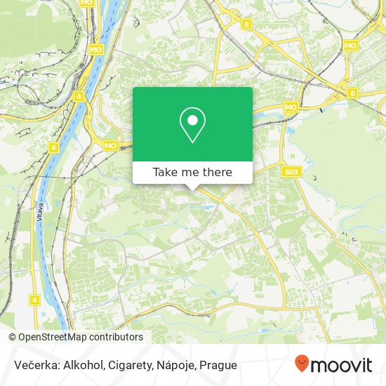 Карта Večerka: Alkohol, Cigarety, Nápoje