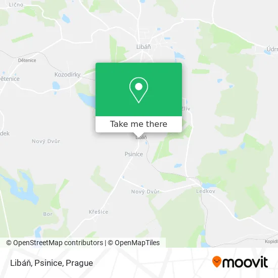 Карта Libáň, Psinice