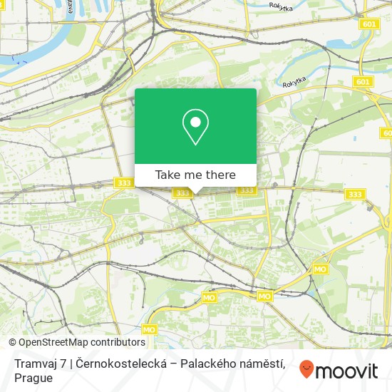 Карта Tramvaj 7 | Černokostelecká – Palackého náměstí