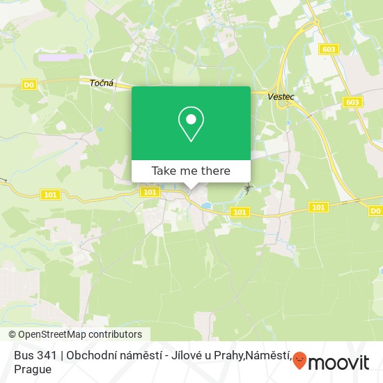 Карта Bus 341 | Obchodní náměstí - Jílové u Prahy,Náměstí