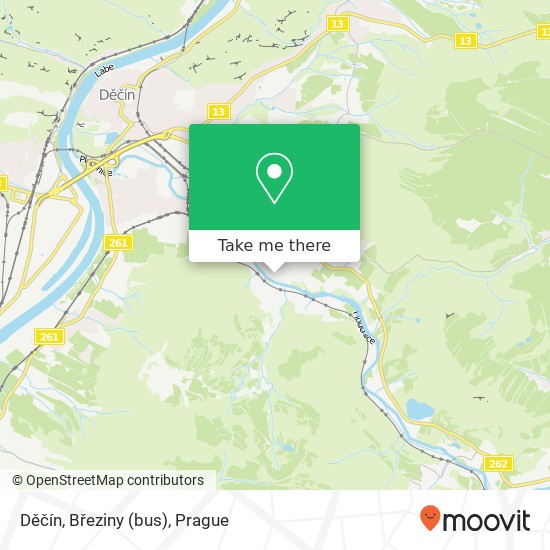 Děčín, Březiny (bus) map