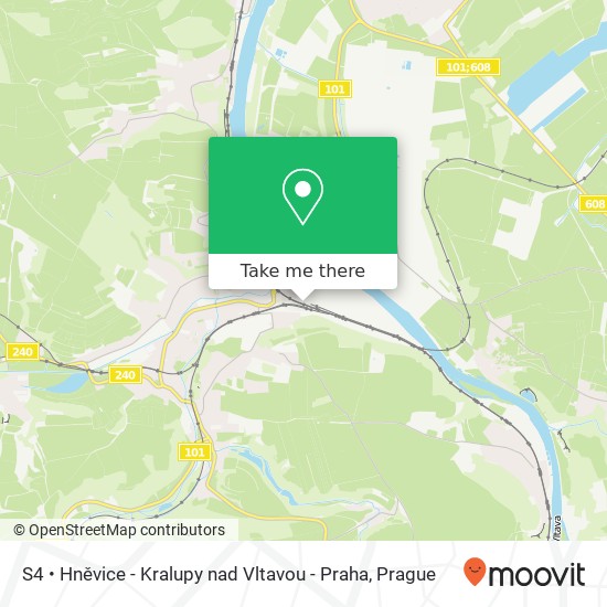 S4 • Hněvice  - Kralupy nad Vltavou - Praha map