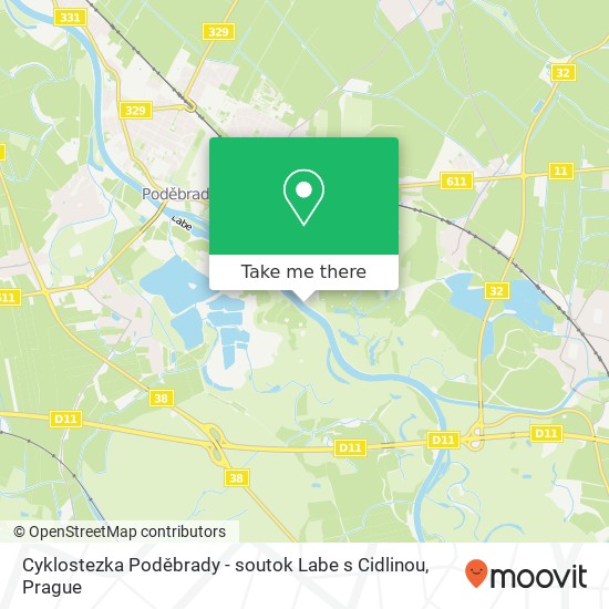 Cyklostezka Poděbrady - soutok Labe s Cidlinou map