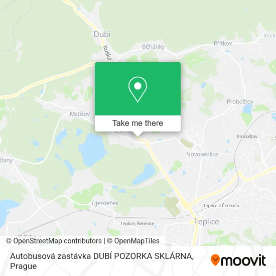 Карта Autobusová zastávka DUBÍ POZORKA SKLÁRNA