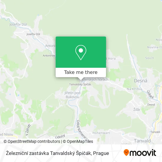 Карта Železniční zastávka Tanvaldský Špičák