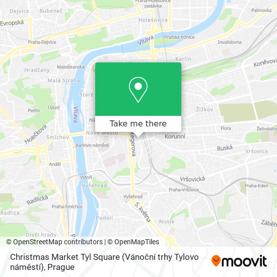 Карта Christmas Market Tyl Square (Vánoční trhy Tylovo náměstí)