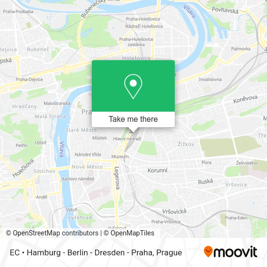 Карта EC • Hamburg - Berlin - Dresden - Praha