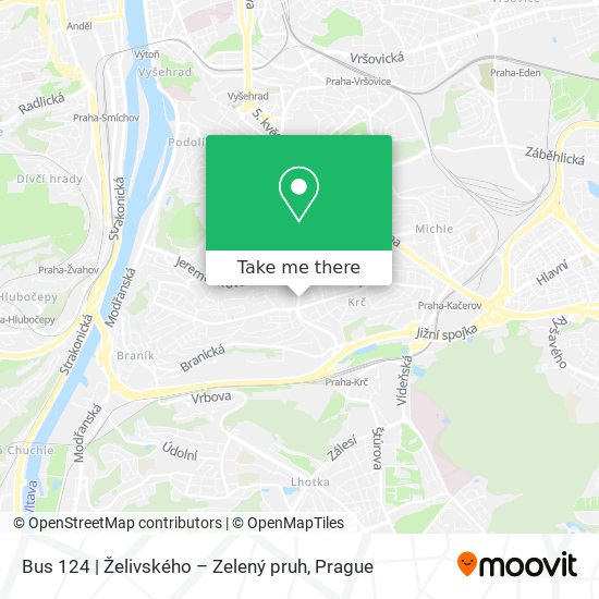 Bus 124 | Želivského – Zelený pruh map