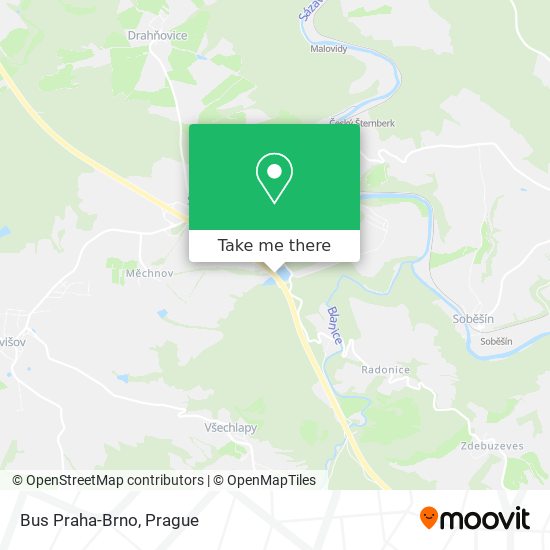 Bus Praha-Brno map