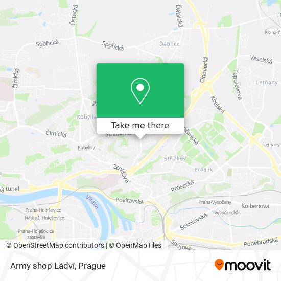Army shop Ládví map