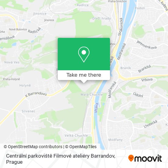 Карта Centrální parkoviště Filmové ateliéry Barrandov