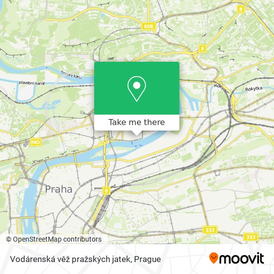 Vodárenská věž pražských jatek map