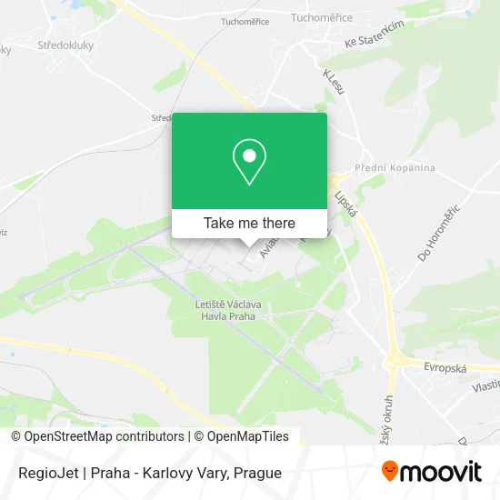 Карта RegioJet | Praha - Karlovy Vary