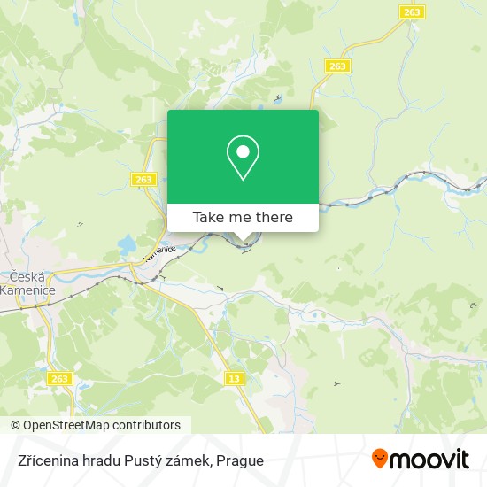 Zřícenina hradu Pustý zámek map