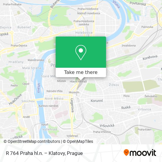 R 764 Praha hl.n. – Klatovy map