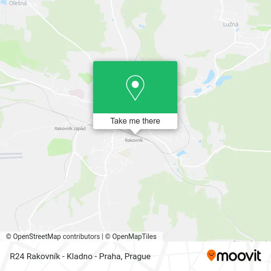R24 Rakovník - Kladno - Praha map