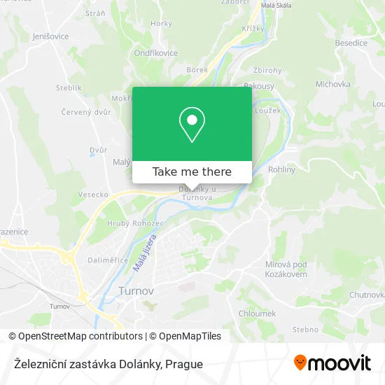 Карта Železniční zastávka Dolánky