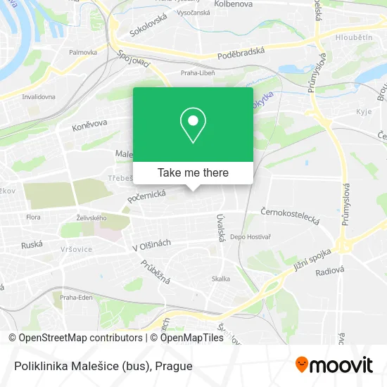 Карта Poliklinika Malešice (bus)