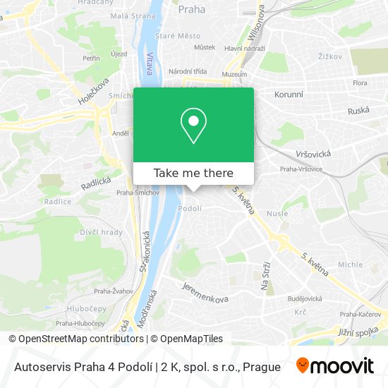 Карта Autoservis Praha 4 Podolí | 2 K, spol. s r.o.