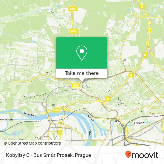 Kobylisy C - Bus Směr Prosek map
