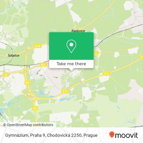 Карта Gymnázium, Praha 9, Chodovická 2250