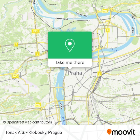 Карта Tonak A.S. - Klobouky