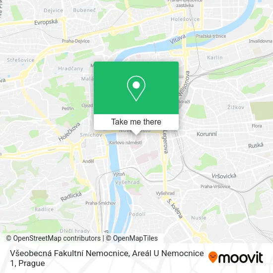 Карта Všeobecná Fakultní Nemocnice, Areál U Nemocnice 1