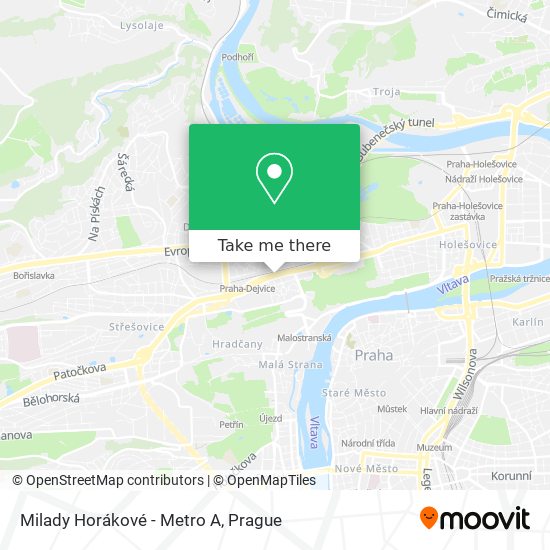 Карта Milady Horákové - Metro A