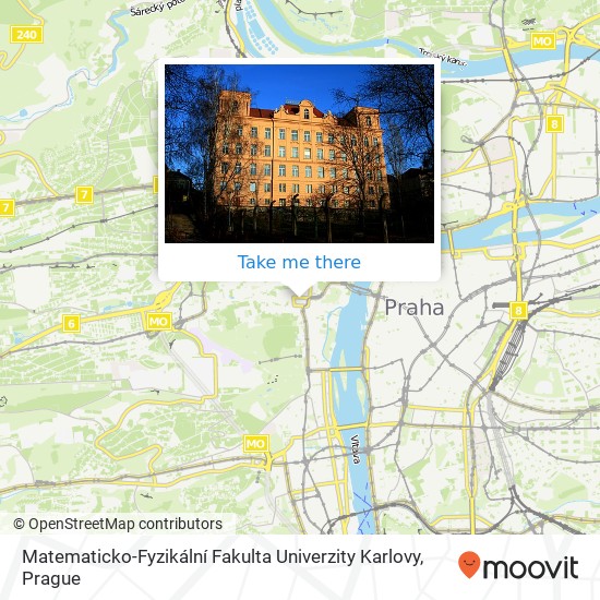 Карта Matematicko-Fyzikální Fakulta Univerzity Karlovy