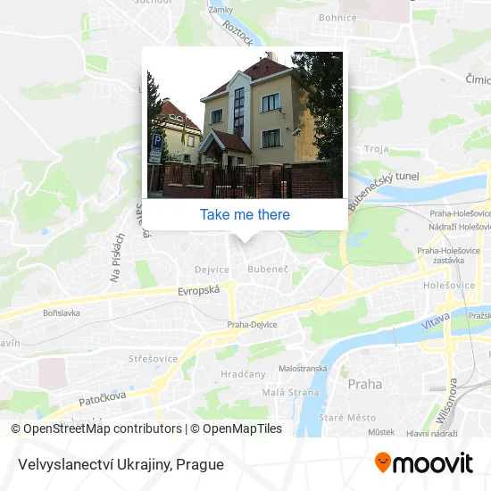 Карта Velvyslanectví Ukrajiny