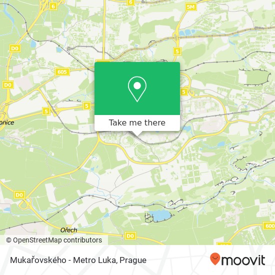 Mukařovského - Metro Luka map