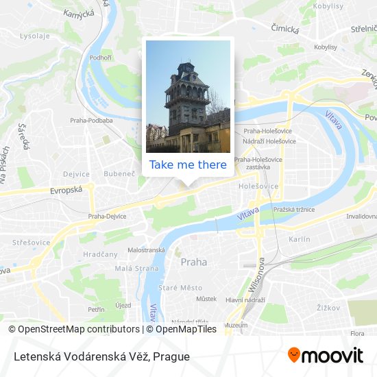 Карта Letenská Vodárenská Věž